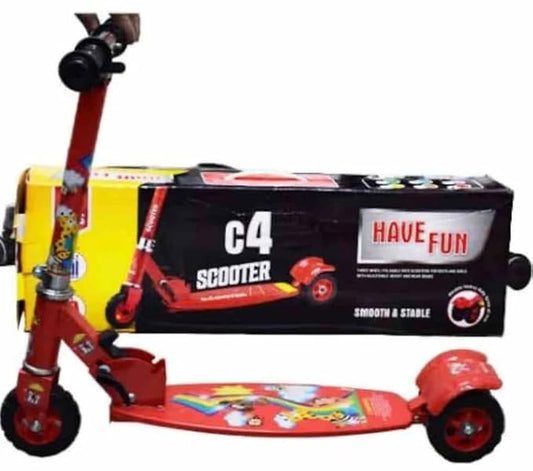 C4 Scooter for Kids, Smooth & Stable, 3-Wheel Design, Red Color