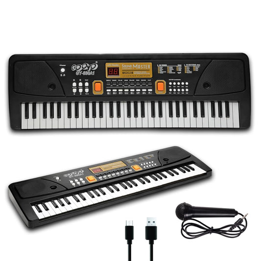 61-Key Musical Piano Keyboard with Microphone | 10 Rhythms, 16 Tones, 6 Demos, Song Record Feaure | Dual Power Supply (USB Included) | Black Color | Gift Box Packaging
